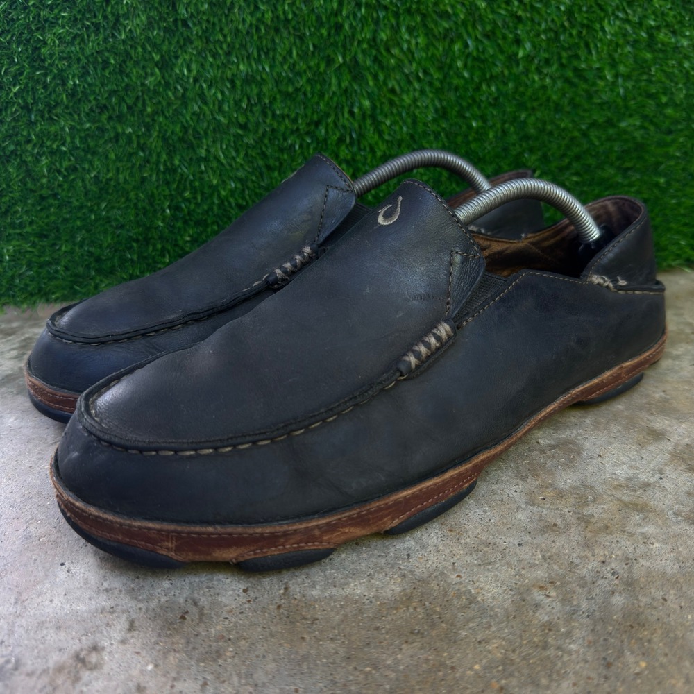 Vintage Olukai Moloa Leather Loafers Gorpcore Black Size 10